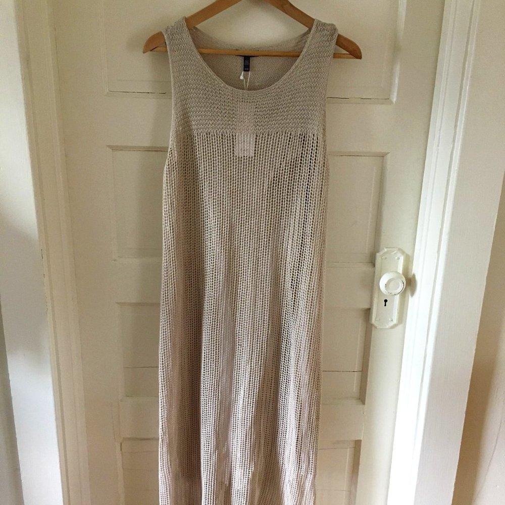 Eileen Fisher organic linen crochet maxi dress
